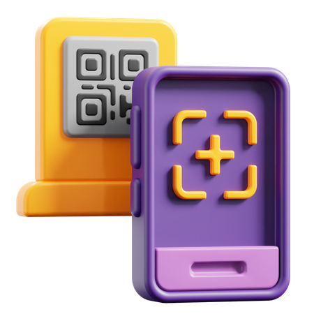 Código QR e Smartphone  3D Icon