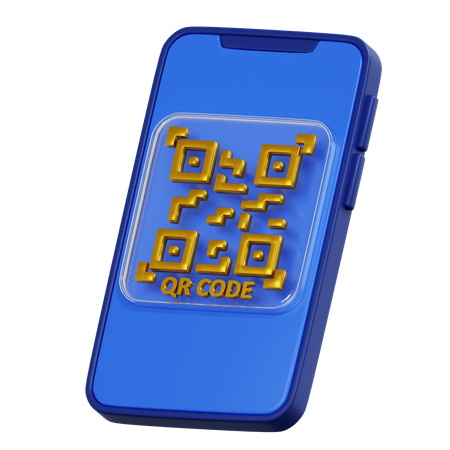 QR Code Icon for Cashless Payments in the Digital Economy  3D Icon