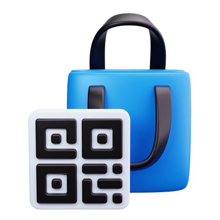 QR-Code mit Einkaufstasche  3D Icon