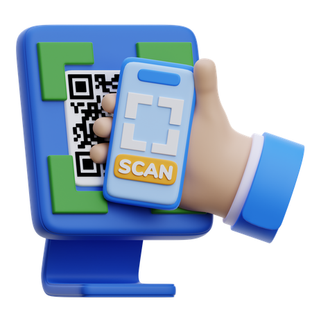 QR-Code per Hand scannen  3D Icon