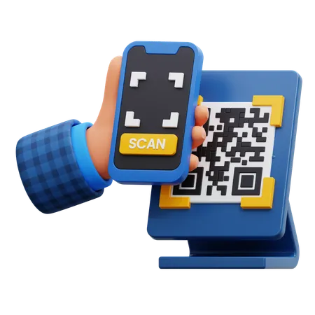 Paiement par scan de code QR  3D Icon