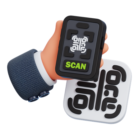 Paiement par scan de code QR  3D Icon