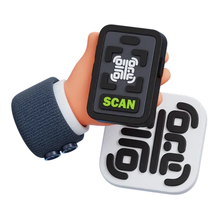 Paiement par scan de code QR  3D Icon