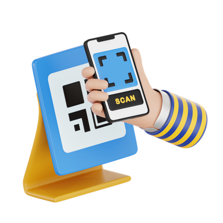 Paiement par scan de code QR  3D Icon