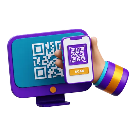 Paiement par scan de code QR  3D Icon