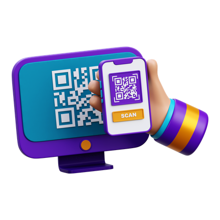 Qr Code Scan Payment  3D Icon