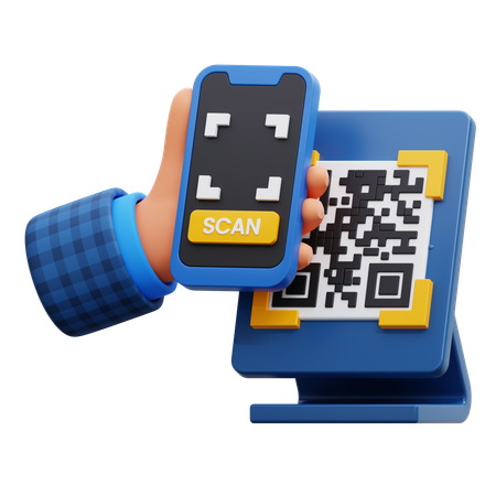 Zahlung per QR-Code-Scan  3D Icon