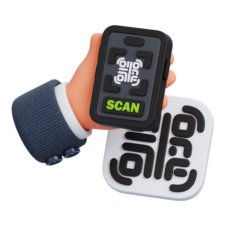 Zahlung per QR-Code-Scan  3D Icon