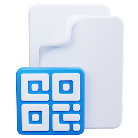 QR Code with DocumentQR Code with Document  3D Icon