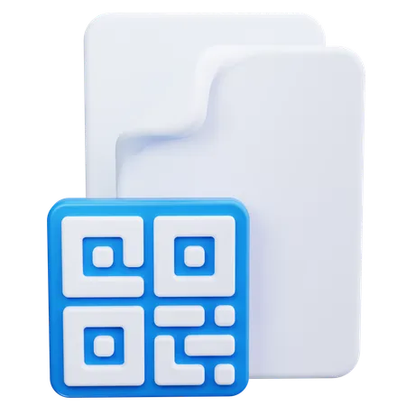 QR Code with DocumentQR Code with Document  3D Icon