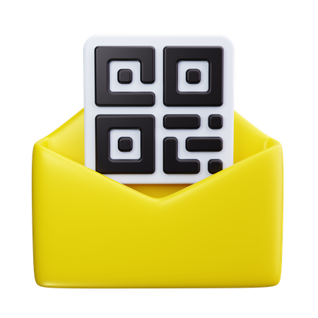 이메일 봉투에 있는 QR 코드  3D Icon