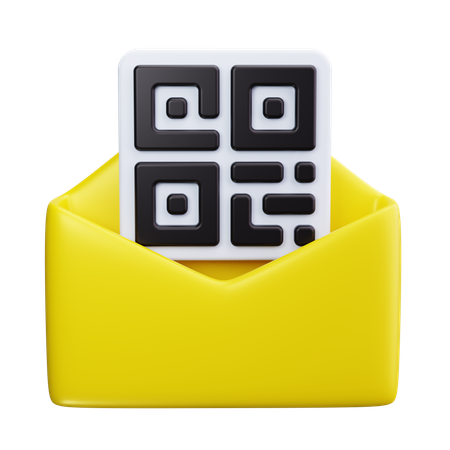 QR Code with Email Envelope  3D Icon