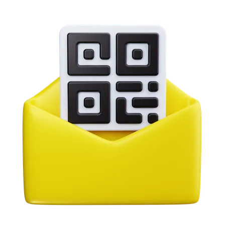 QR Code with Email Envelope  3D Icon