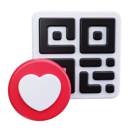 QR Code with Heart  3D Icon