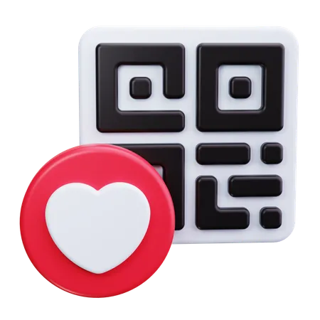 QR Code with Heart  3D Icon