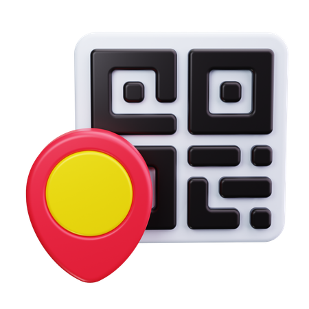 QR Code with Location  3D Icon