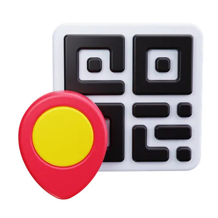 QR Code with Location  3D Icon