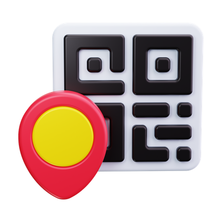 QR Code with Location  3D Icon