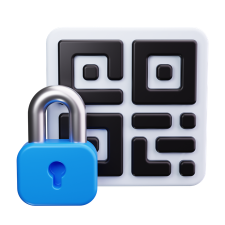 QR Code with Lock  3D Icon