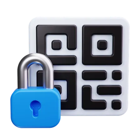 QR Code with Lock  3D Icon