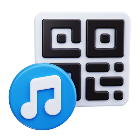QR Code with Music Note  3D Icon
