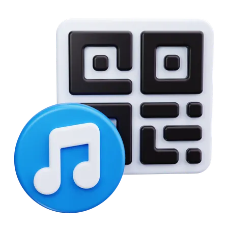 QR Code with Music Note  3D Icon