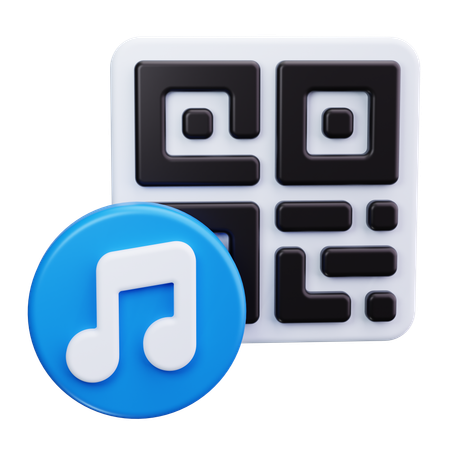 QR Code with Music Note  3D Icon