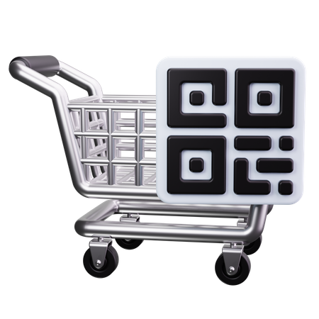 쇼핑 카트가 있는 QR 코드  3D Icon