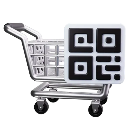 쇼핑 카트가 있는 QR 코드  3D Icon