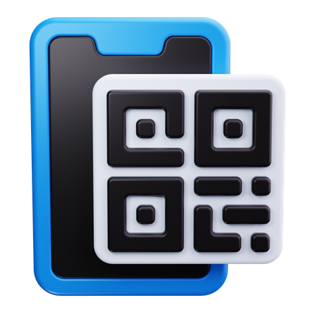 QR Code with Smartphone  3D Icon