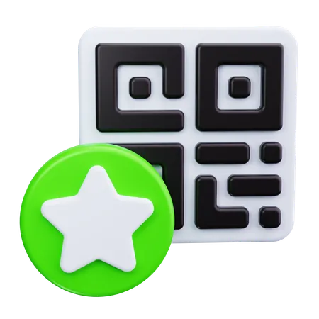 QR Code with Star  3D Icon