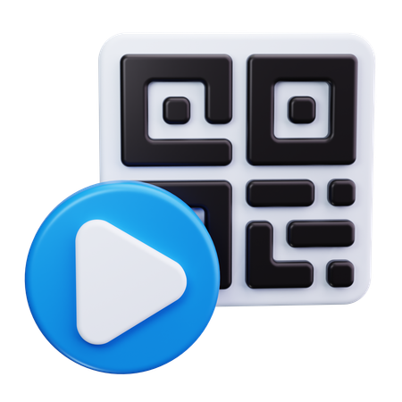 QR Code with Video Play Button  3D Icon