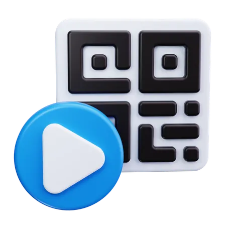 QR Code with Video Play Button  3D Icon