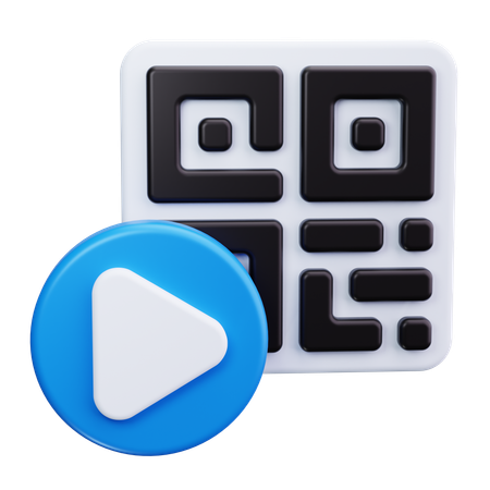 QR Code with Video Play Button  3D Icon