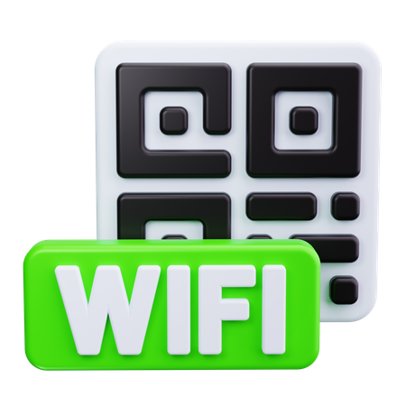 QR Code with Wi Fi Signal  3D Icon