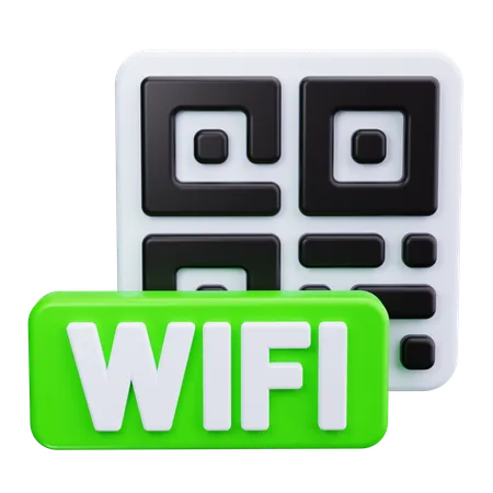 QR Code with Wi Fi Signal  3D Icon