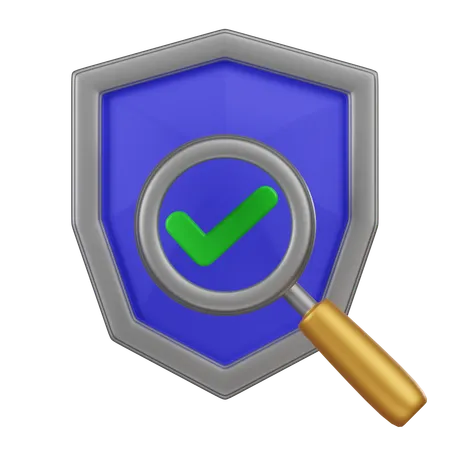 A 3 D Icon Of A Magnifying Glass Over A Shield With A Check Mark Indicating Thorough Quality Assurance And Inspection 3D Icon