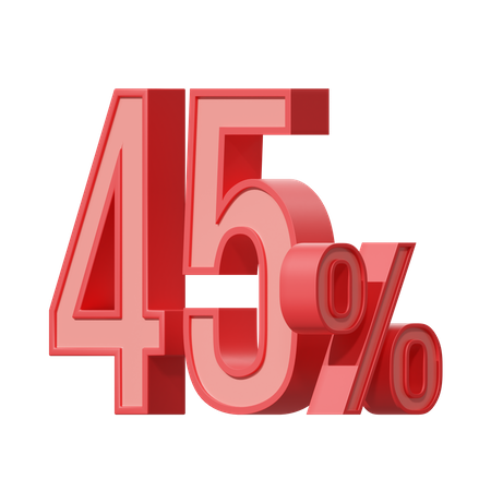 Quarenta e cinco por cento 45 por cento  3D Icon
