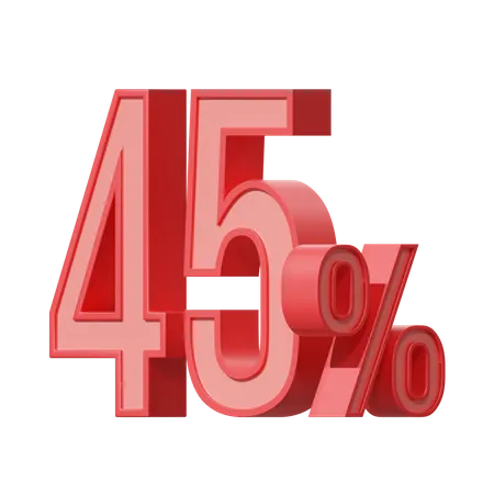 Quarenta e cinco por cento 45 por cento  3D Icon