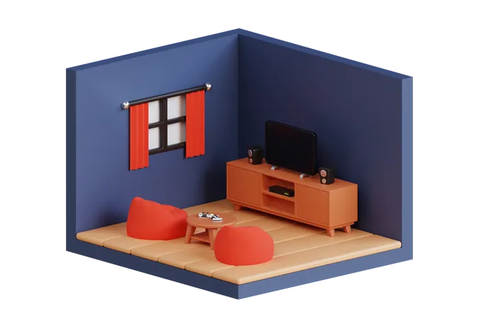 Quarto de família  3D Illustration