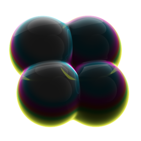 Abstrait à quatre boules de néon  3D Icon