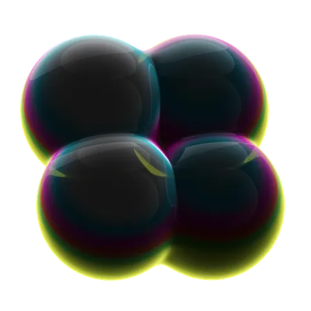 Abstrait à quatre boules de néon  3D Icon