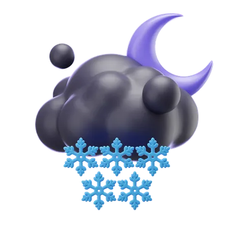 Queda de neve à noite e lua  3D Icon