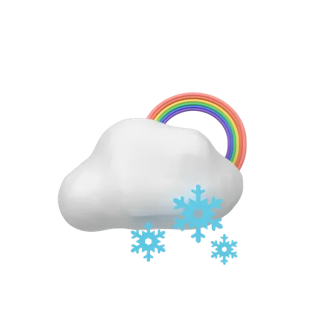 Queda de neve com arco-íris  3D Icon