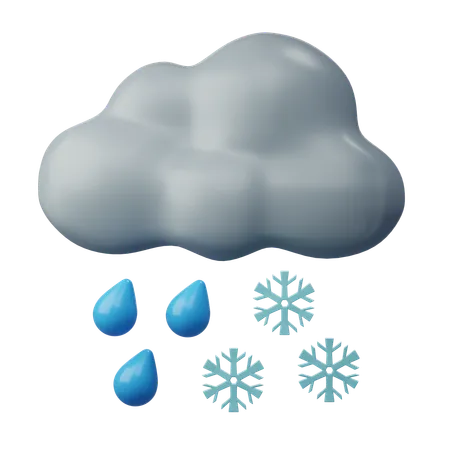 Queda de neve e chuva  3D Icon