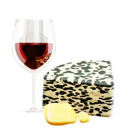 Queijo Gorgonzola com Vinho  3D Icon