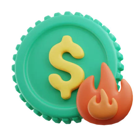 Moeda De Dinheiro Queimada 3D Icon