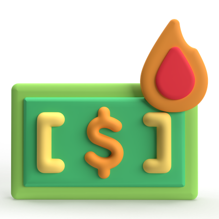 Quema de billetes  3D Icon