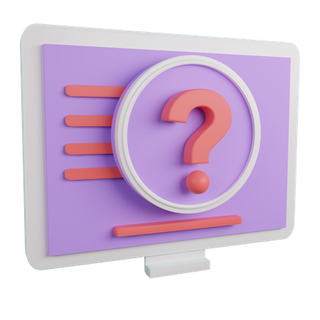 Question At Monitor  3D Icon