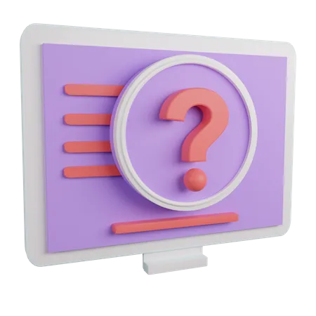 Question At Monitor 3 D Icon Contains PNG BLEND GLTF And OBJ Files 3D Icon